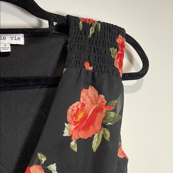 Jolie Vie Black Floral Maxi Dress V-Neck Sleeveless Medium - Picture 6 of 13